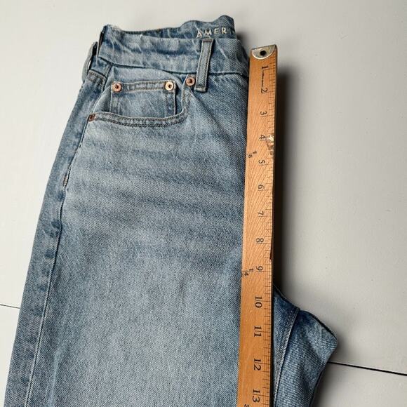 American Eagle Jeans Women 4 Blue Curvy 90s Bootcut Stretch Split Hem Light Wash - Picture 11 of 13